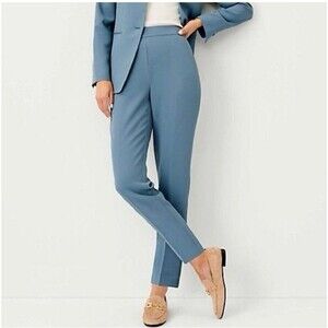 Theory Ankle Trouser Straight Leg Pants Blue Teal Career Wear Preppy Chic Size 8